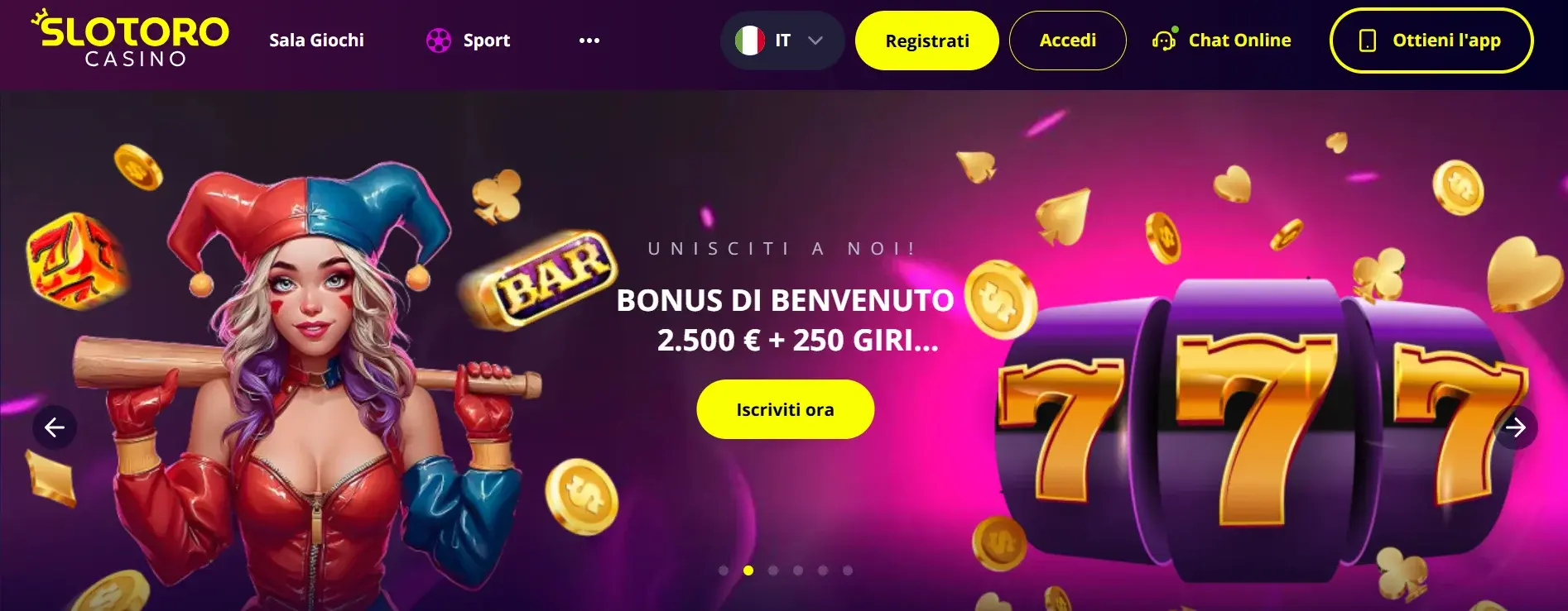 Slotoro Casino interfaccia e bonus di benvenuto