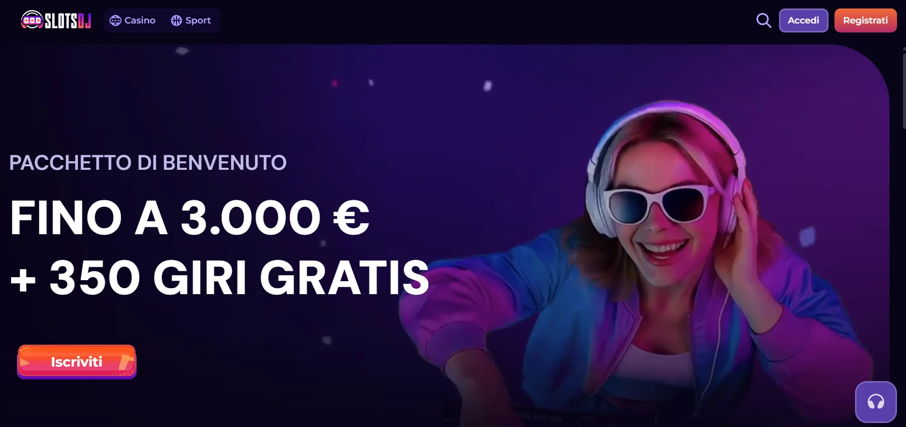 SlotsDJ Casino interfaccia e bonus di benvenuto