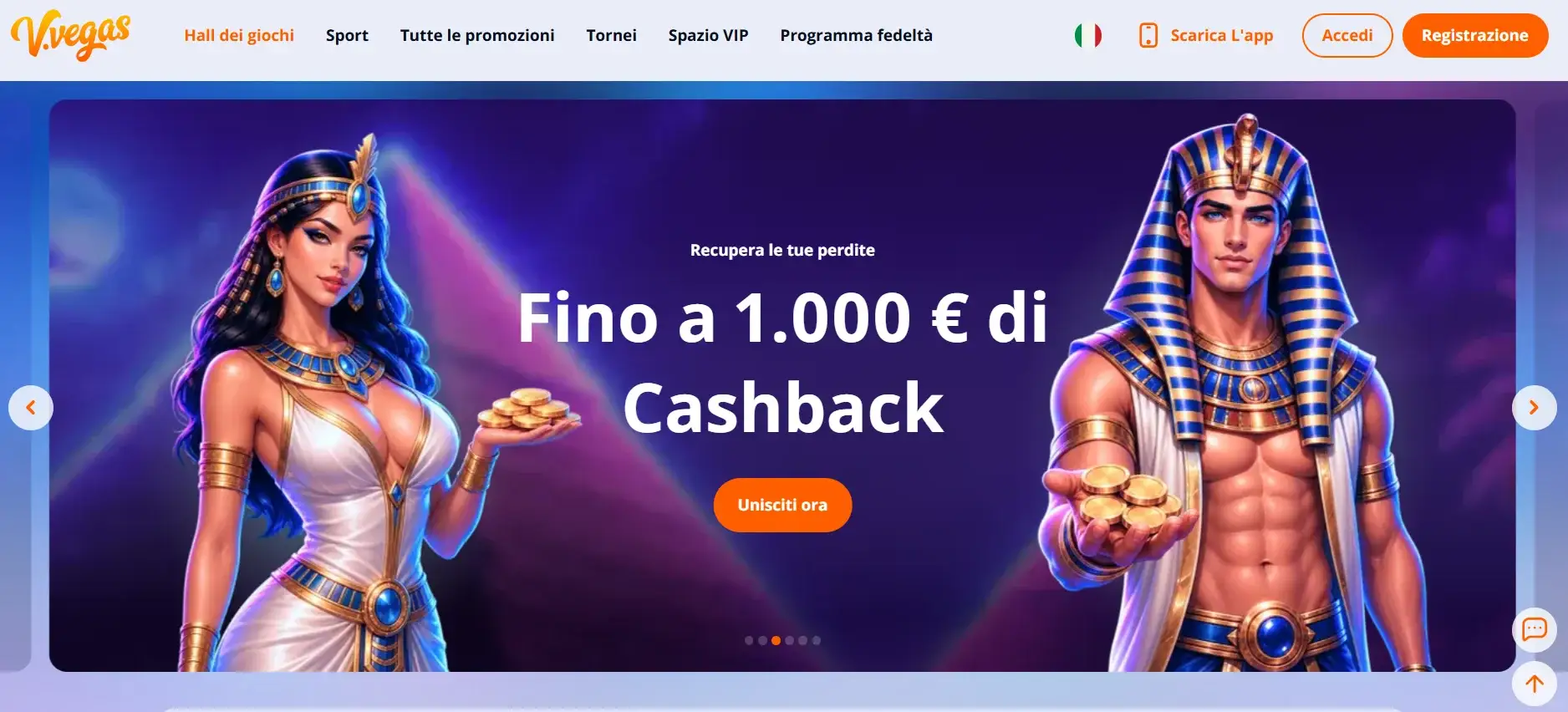 V.Vegas Casino interfaccia e bonus di benvenuto