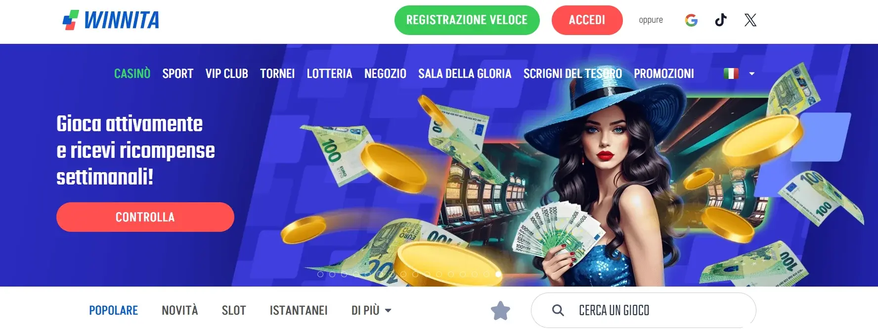 Winnita Casino interfaccia e bonus di benvenuto